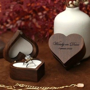 Heart Shape Wooden Ring Box