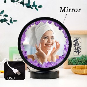 Natural Stone Amethyst Round Crystal Lamp