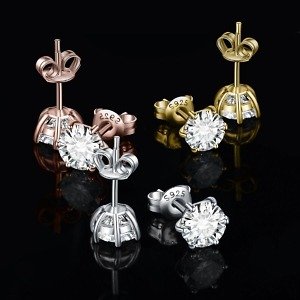 Moissanite Sterling Silver Stud Earrings