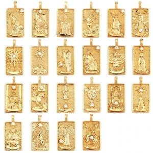Tarot Cards Charm Pendant ,18K Real Gold Plated