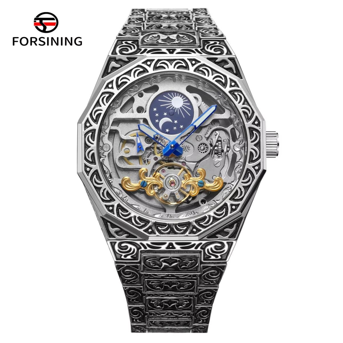 FORSINING "Retro-Aesthetic" Engraved Skeleton Automatic Watch - Image 7