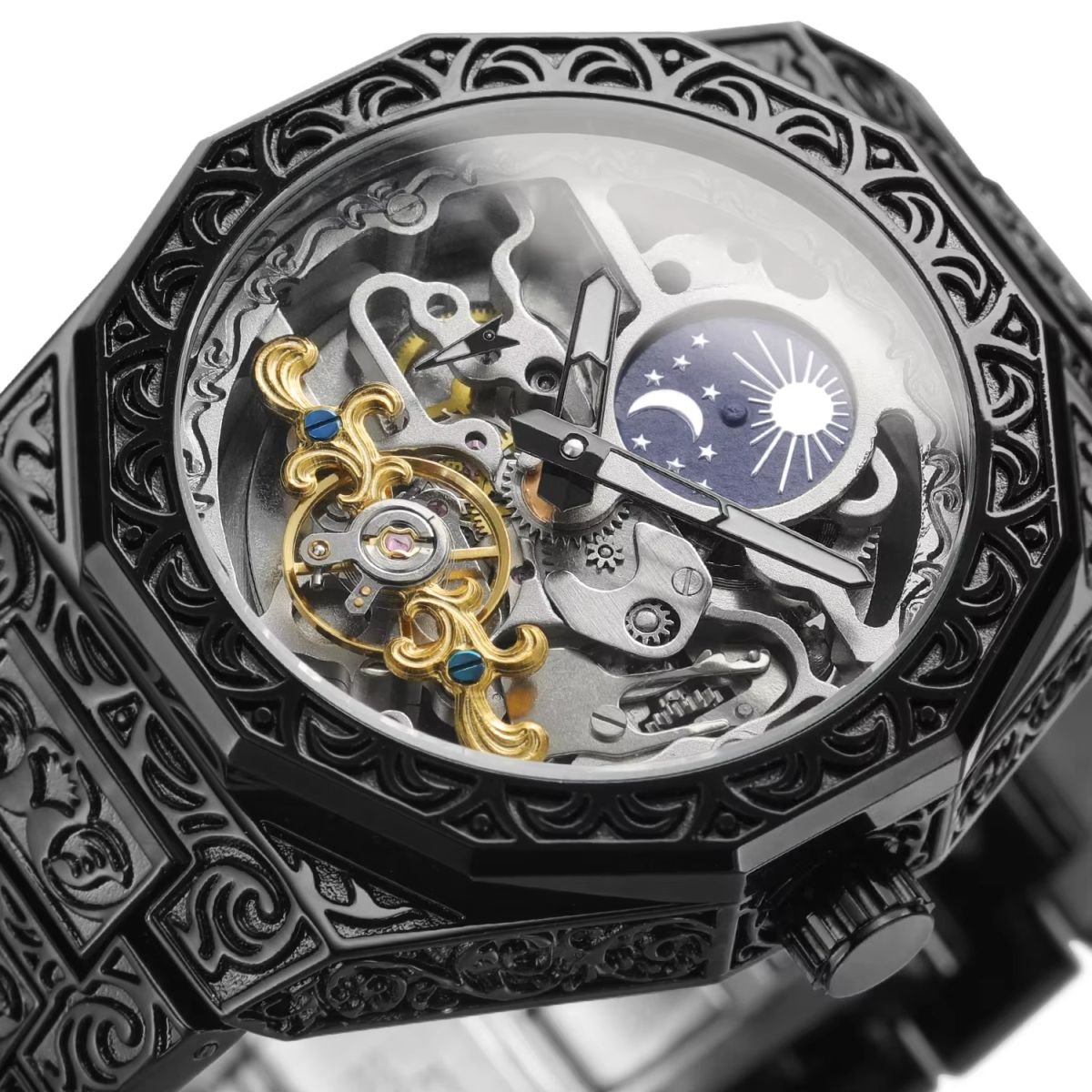 FORSINING "Retro-Aesthetic" Engraved Skeleton Automatic Watch - Image 3