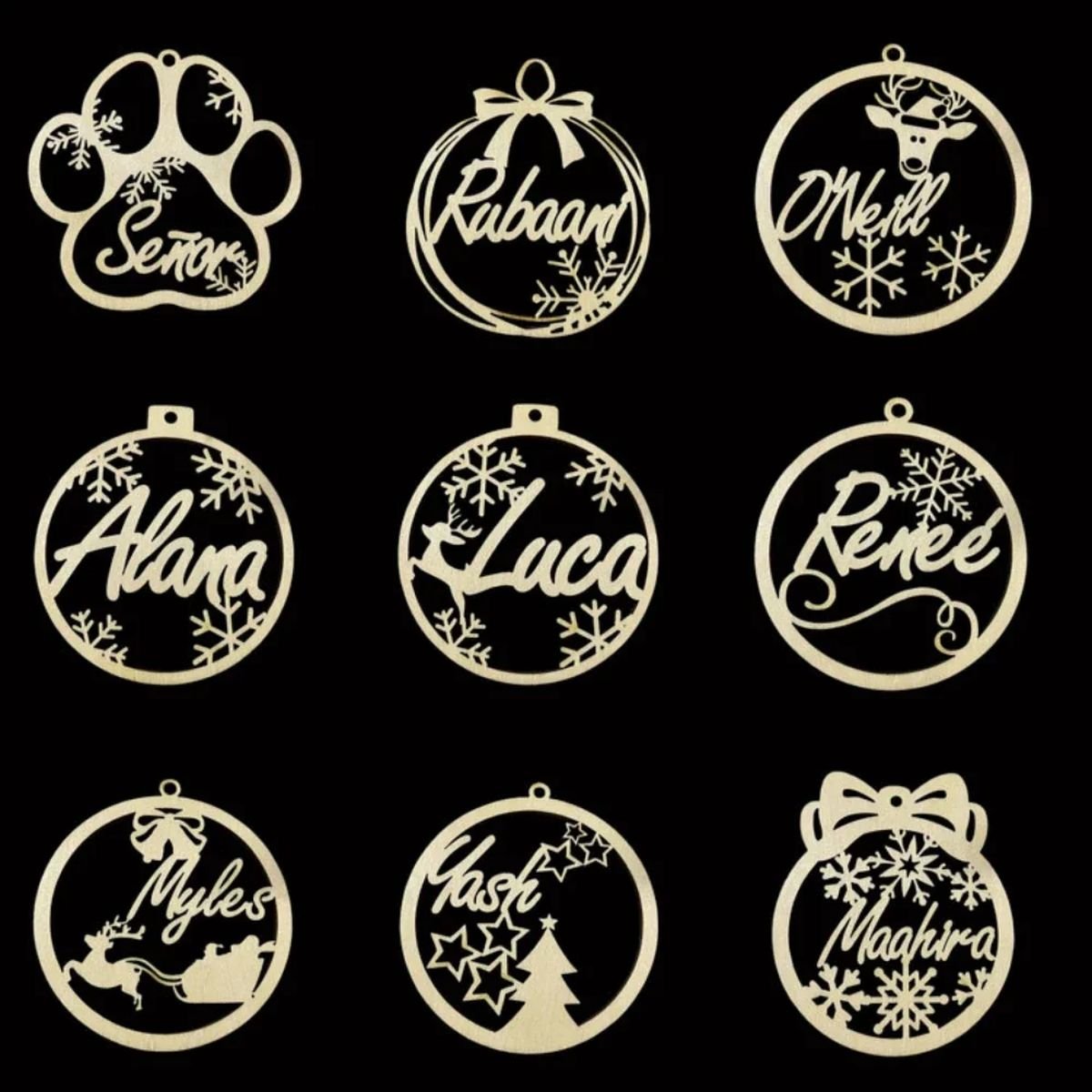 Personalized Wooden Snowflake Name Ornaments